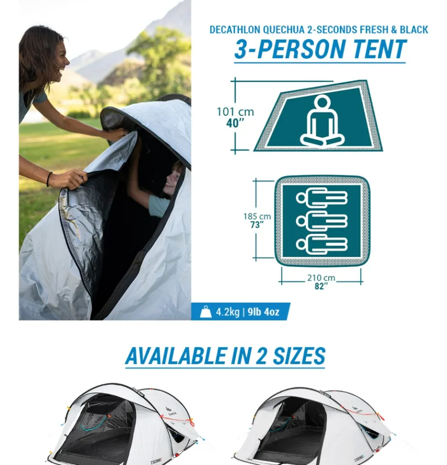 Decathlon Quechua Second Easy Pitching Camping Tent with Fresh