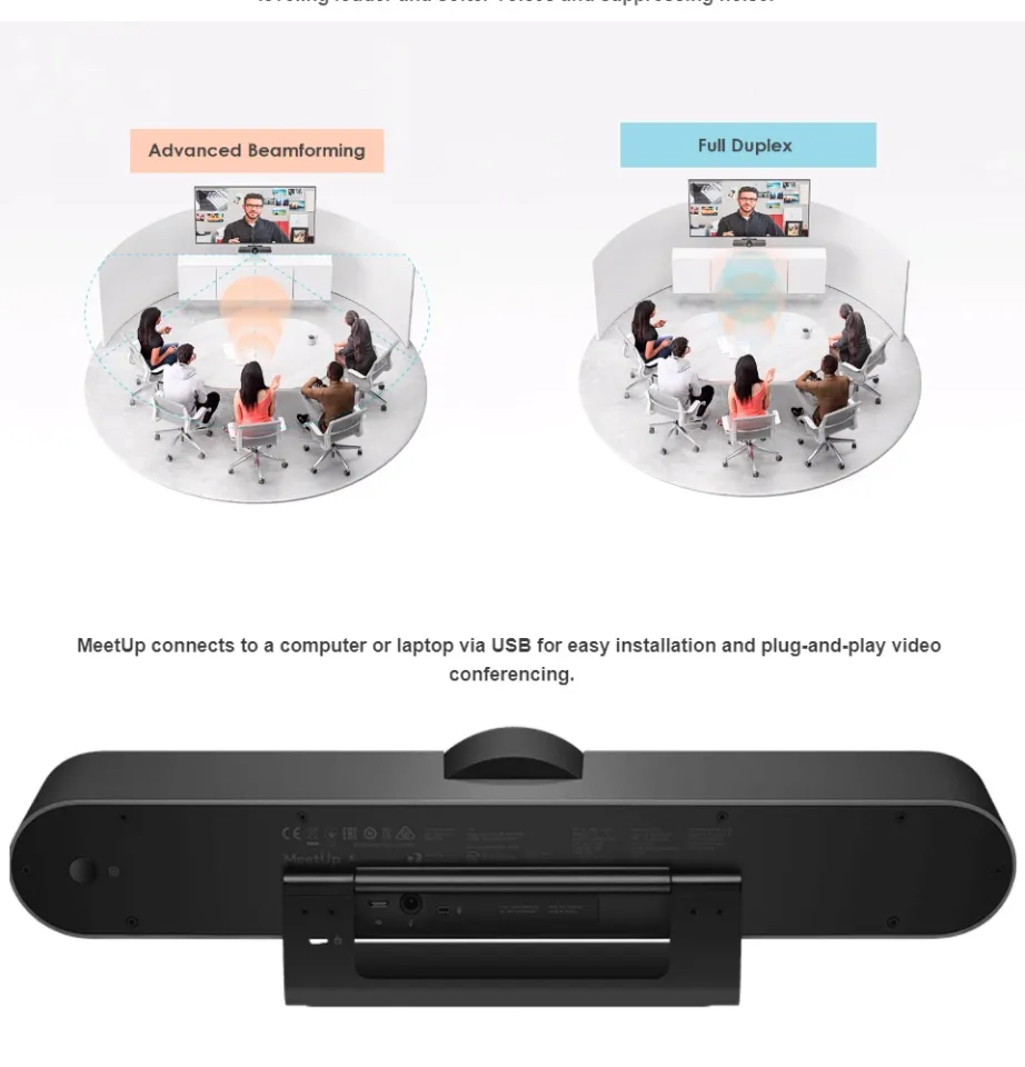 LOGITECH MEETUP VIDEO CONFERENCE CAMERA 4K Ultra-HD Full Duplex  Speakerphone Sharp Optics Meeting Room Solution