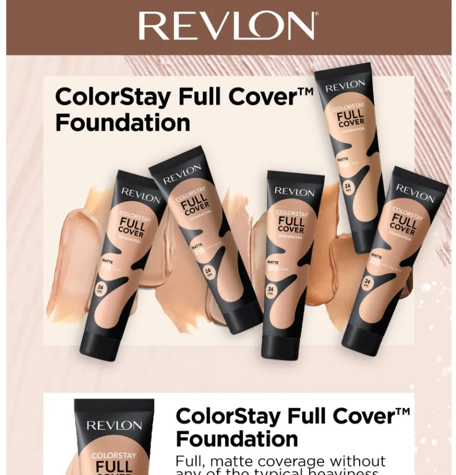 Revlon ColorStay Full Cover Longwear Matte Foundation, Heat & Sweat  Resistant Lightweight Face Makeup, Buff (150), 1.0 oz