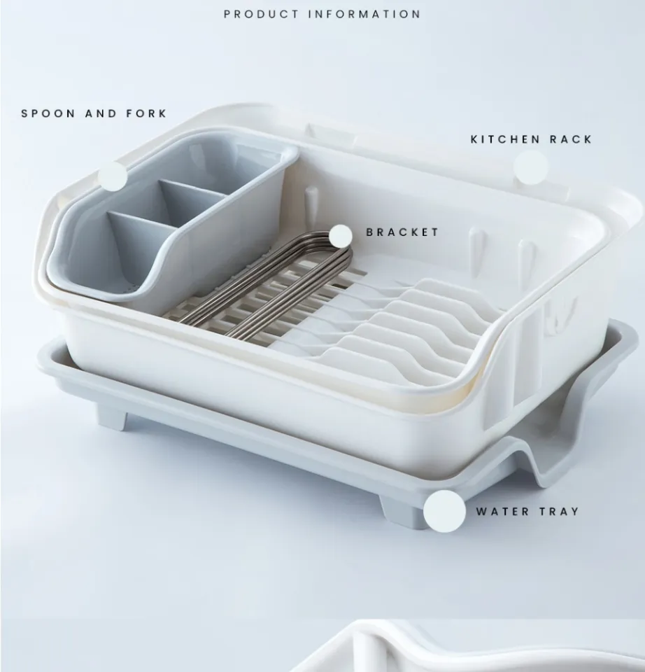 Locaupin Tier Dish Drainer Plate Rack with Drain Board and