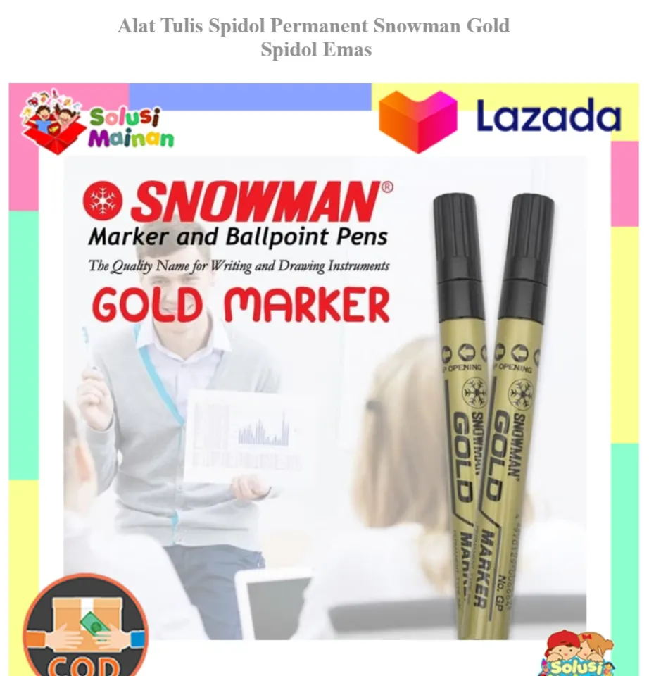 Alat Tulis Spidol Permanent Snowman Gold Spidol Emas Lazada