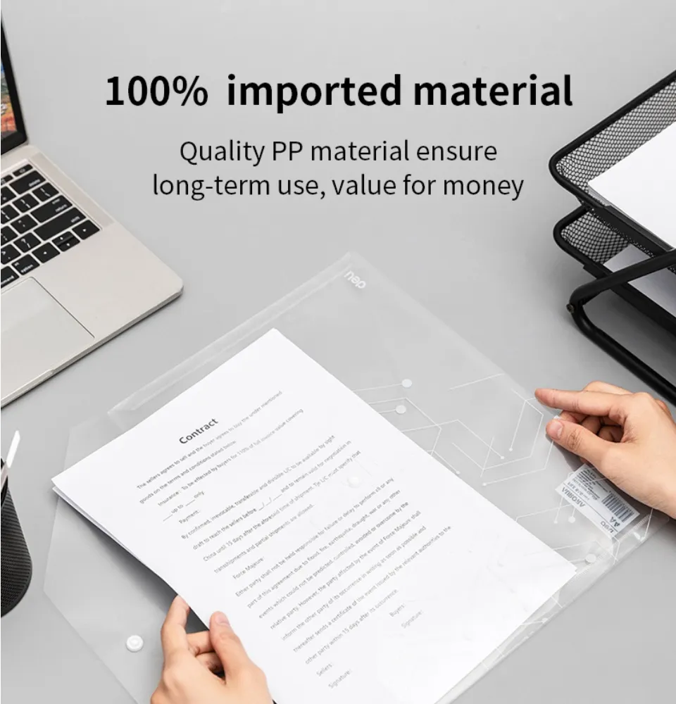 Deli Office Folder File A4 Transparent Quality PP Material Ensure Long Term Use, Waterproof and Fine to Roll Up EF10412 (Pack of 3)