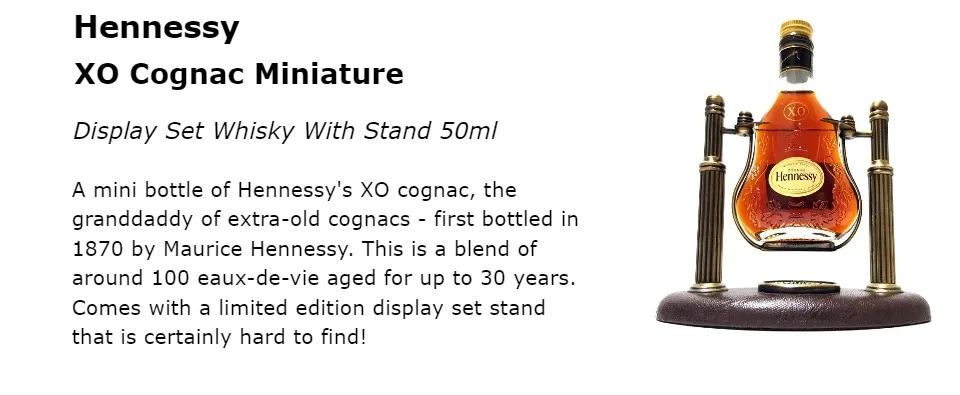 Hennessy XO Cognac Display Set with stand 50ml, Alcohol 40%, X.O.