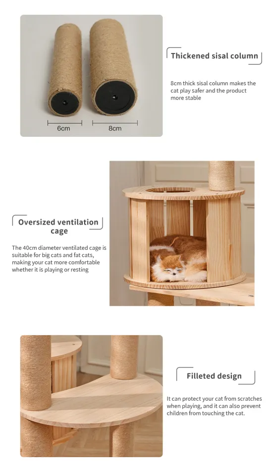 Osti Modern Real Wood Cat Tree Luxury Wooden Cat Tree Cat Tower