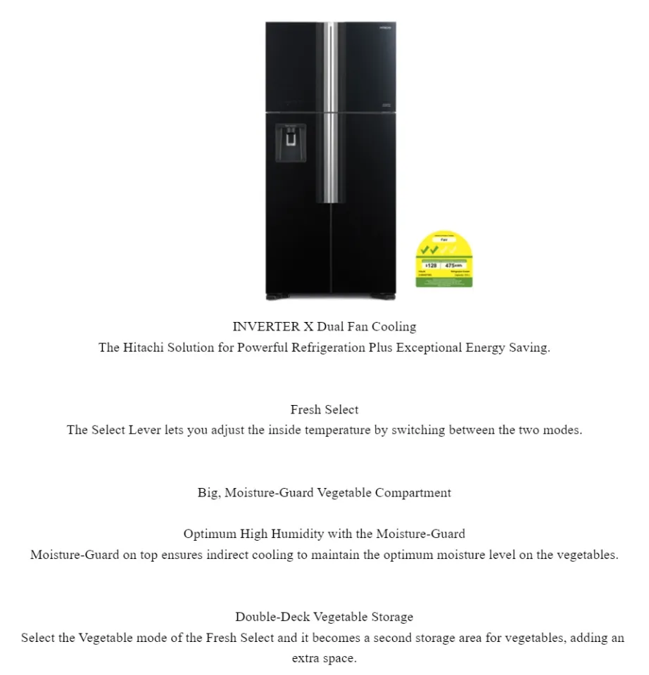 Bulky) Hitachi R-W690P7MSX-GBK 4-Door Big French Refrigerator