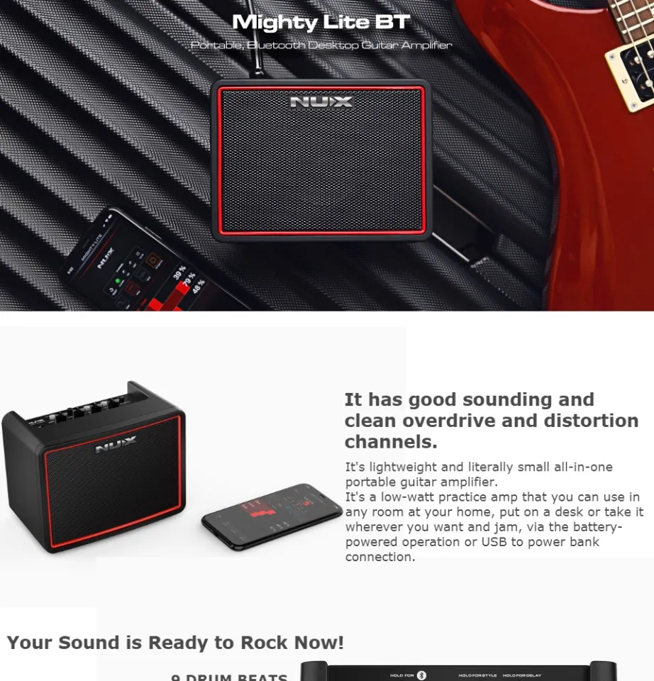 NUX MIGHTYLITEBT-MK2 - Ampli guitare électrique compact 3W Bluetooth