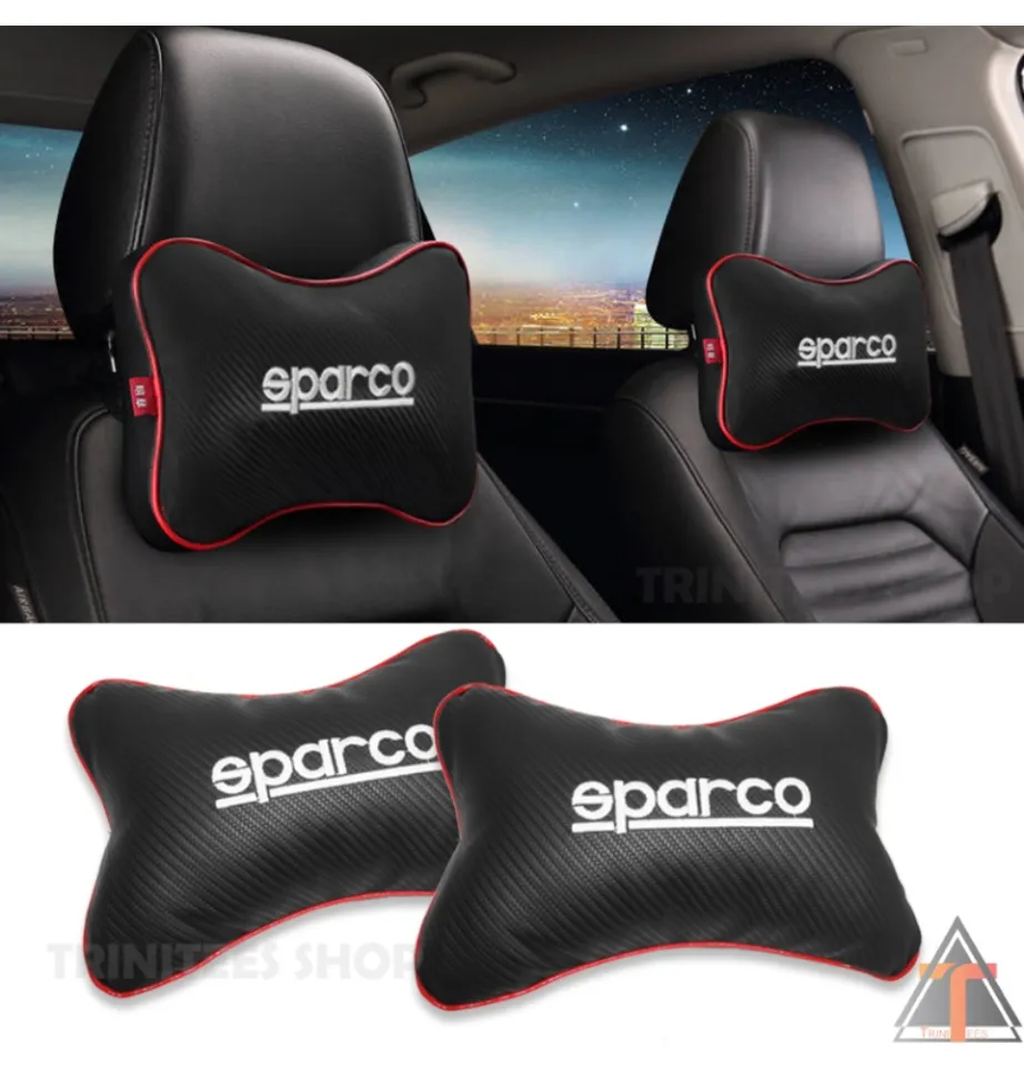 H 2 2pcs SPARCO Car Neck Pillow PU Leather Travel Pillow for Head Rest Neck Support