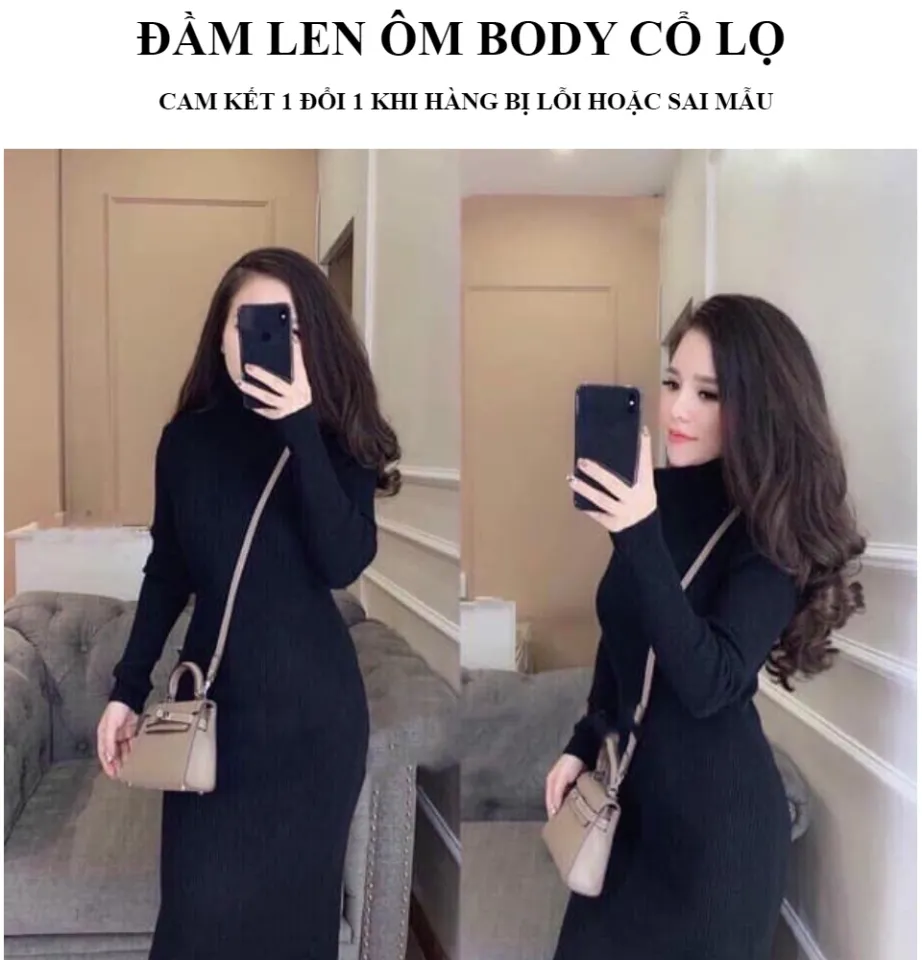 Váy len ôm body dáng dài hàng QCL1 | Shopee Việt Nam