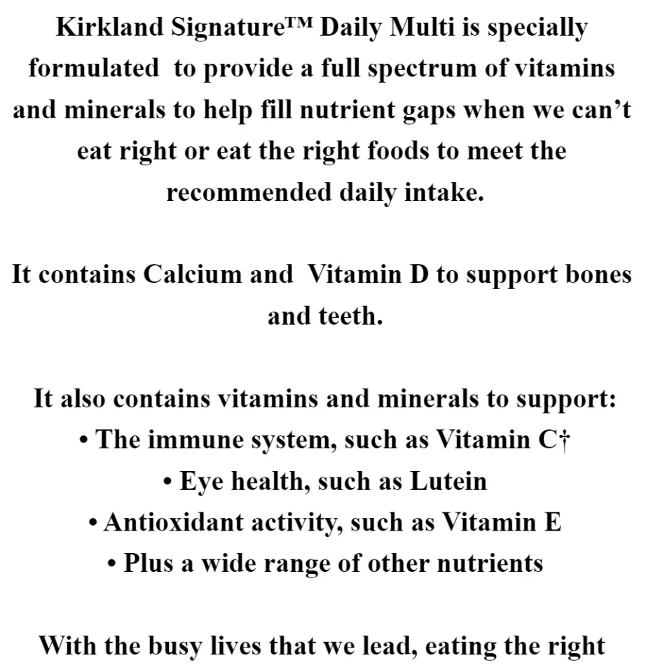 Kirkland Signature Daily Multi, 500 Tablets