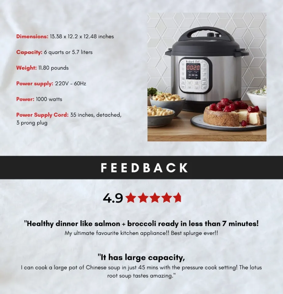 Qt Wattage Of Instant Pot Instant Pot Stainless Steel Inner Pot (6