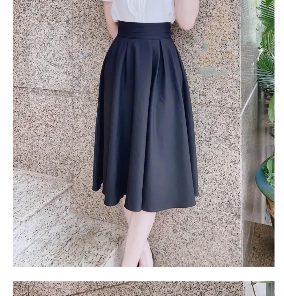 Chân váy đen dáng chữ A có túi CV02-34 | Thời trang công sở K&K Fashion