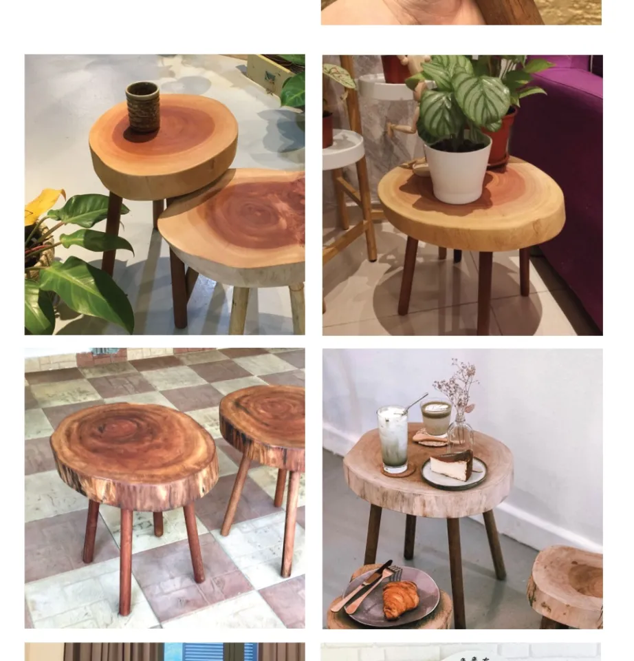 ARTISTREE 100% Handmade Solid Wood Slab Side Table 14-20in