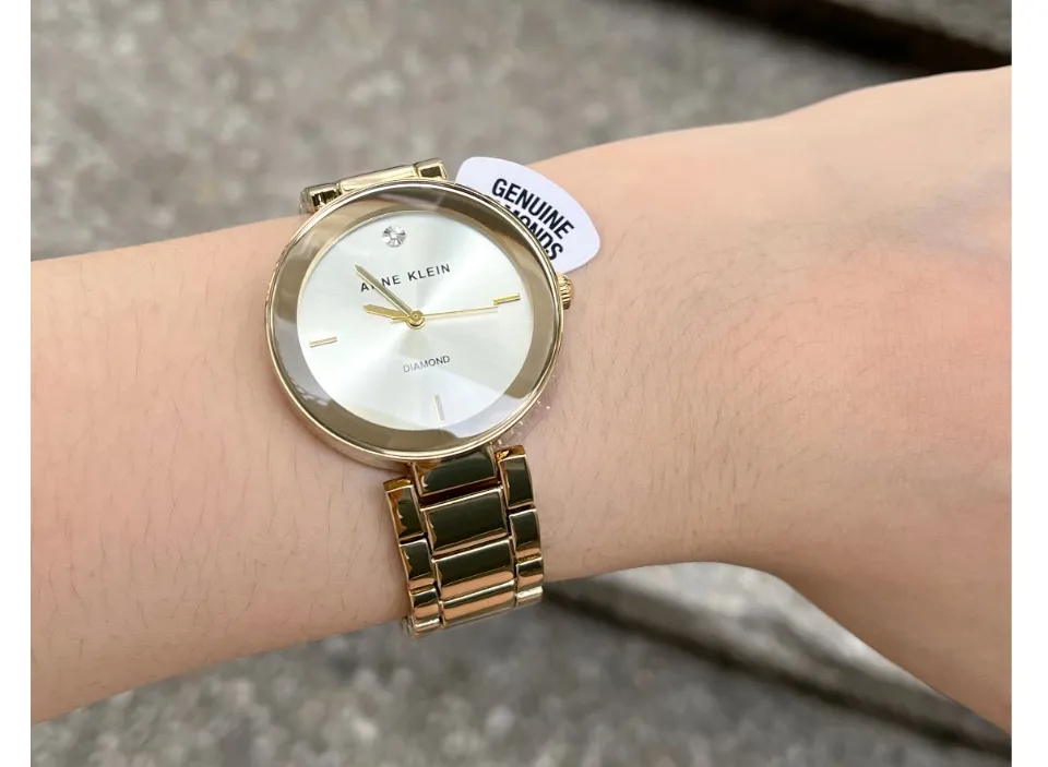 Anne Klein 1362CHGB Diamond on Dial Gold Steel Watch for Women