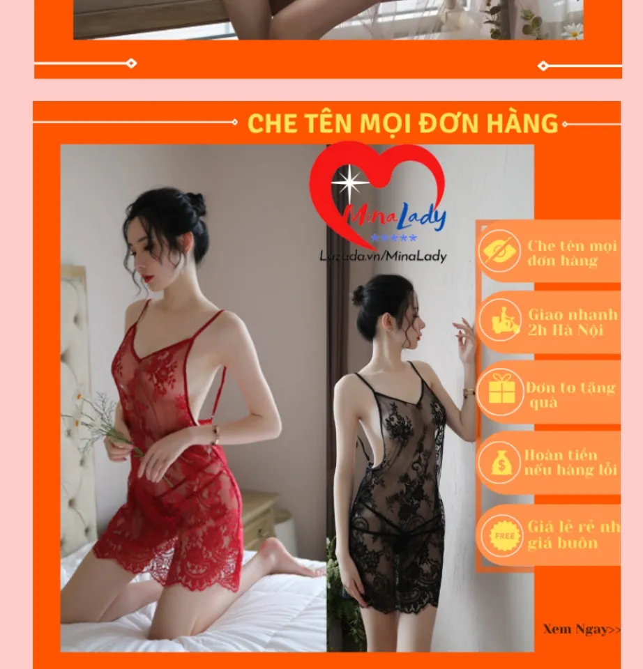 Váy ngủ xuyên thấu gợi cảm Clo95 phong cách nhật chất ren mềm mịn, váy ngủ  sexy, quần lót lọt khe kèm áo choàng ( FREESHIP) - CLOVERSTORE | VTC Pay