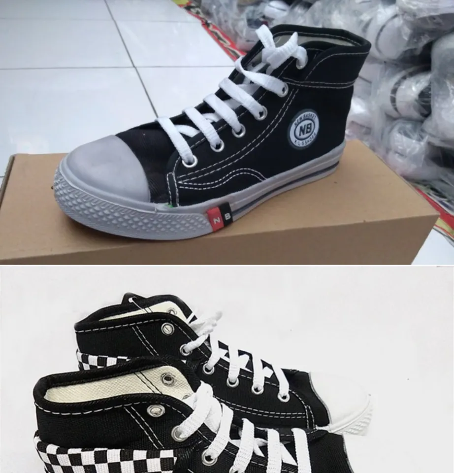 SEPATU NB TINGGI BERTALI/SEPATU HITAM PUTIH/SEPATU SEKOLAH/SEPATU