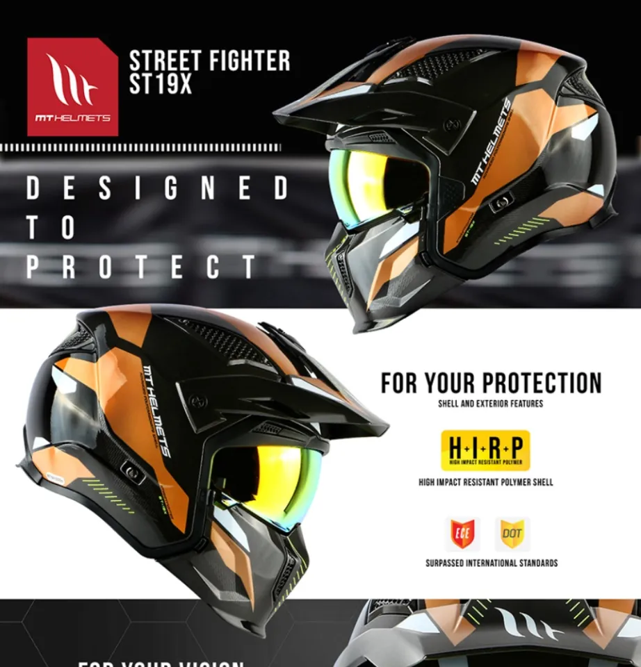 MT Street Fighter G ST19X Helmets Dual Sports (Free Clear Visor
