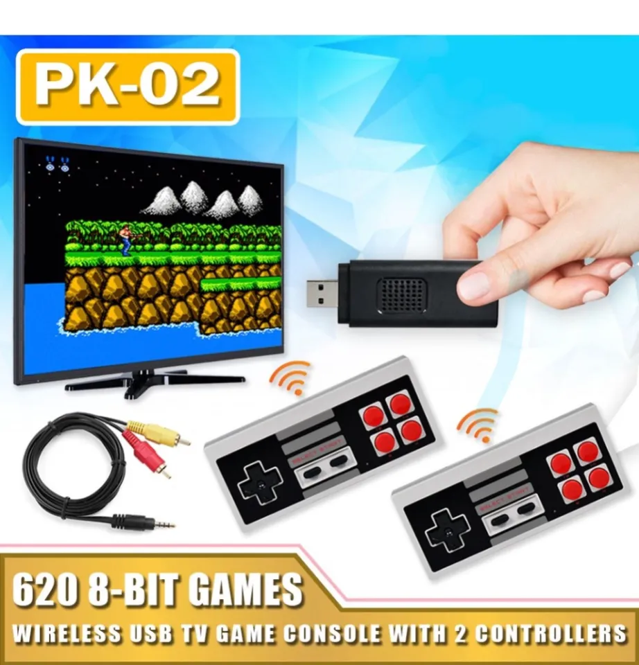 New Wireless Mini Game Console PK-02 Built-in NES 620 Games USB Stick 8-bit  Wireless Controller Many Games NES Retro Gaming Game Player Video Games For  Kids | Lazada PH