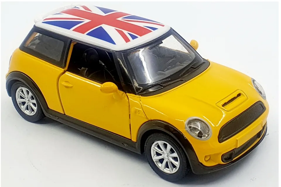  KiNSMART Mini Cooper S 5 1:28 Scale Die Cast Metal Model Toy  Car British Flag Blue w/Pullback Action : Toys & Games