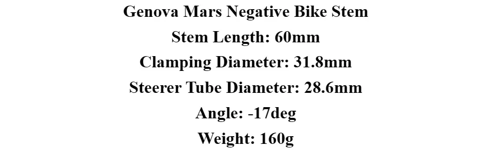 GBBS Genova MARS Negative Bicycle Stem 60mm Alloy Mountain Bike
