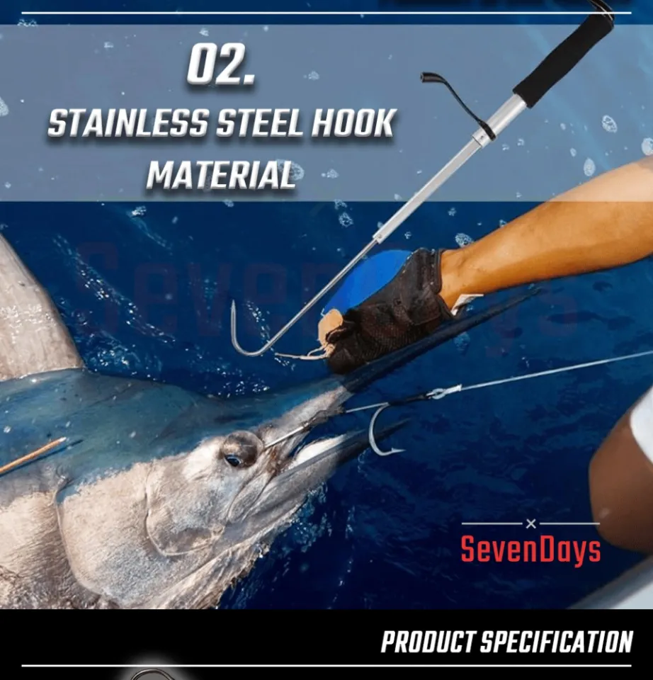 Gancu Hook Stainless Steel Telescopic Fishing Gaff Holder Fish Tackle  Cangkuk Keluli Pancing Spear Gripper Ikan Gear