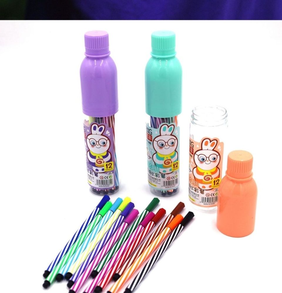12 Color Marker Pens with Bottle Case For Artistic Kids Coloring ...