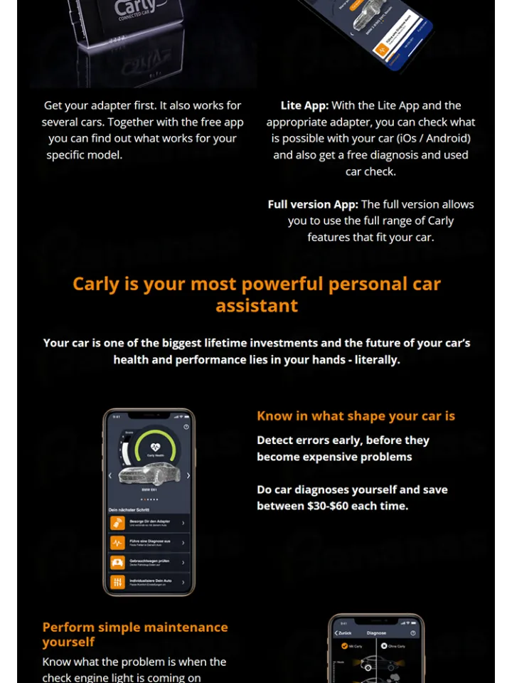 Original Carly Universal Adapter - The Ultimate OBD Adapter for All Brands  (BMW, Mini, Audi, Mercedes, Toyota, Lexus, etc.), Android & iPhone IOS -  Unlock Your car's Full Potential ( Diagnostic & Coding )