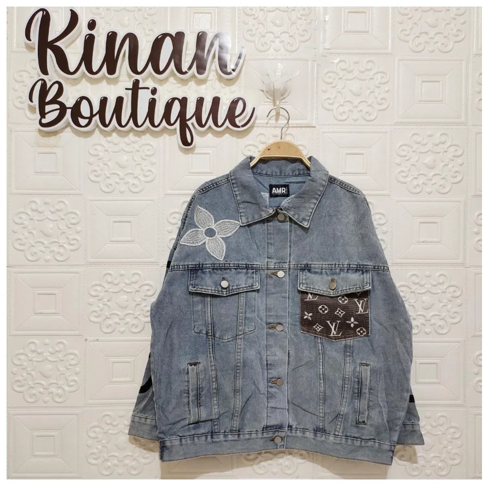 Jaket denim wanita store oversize