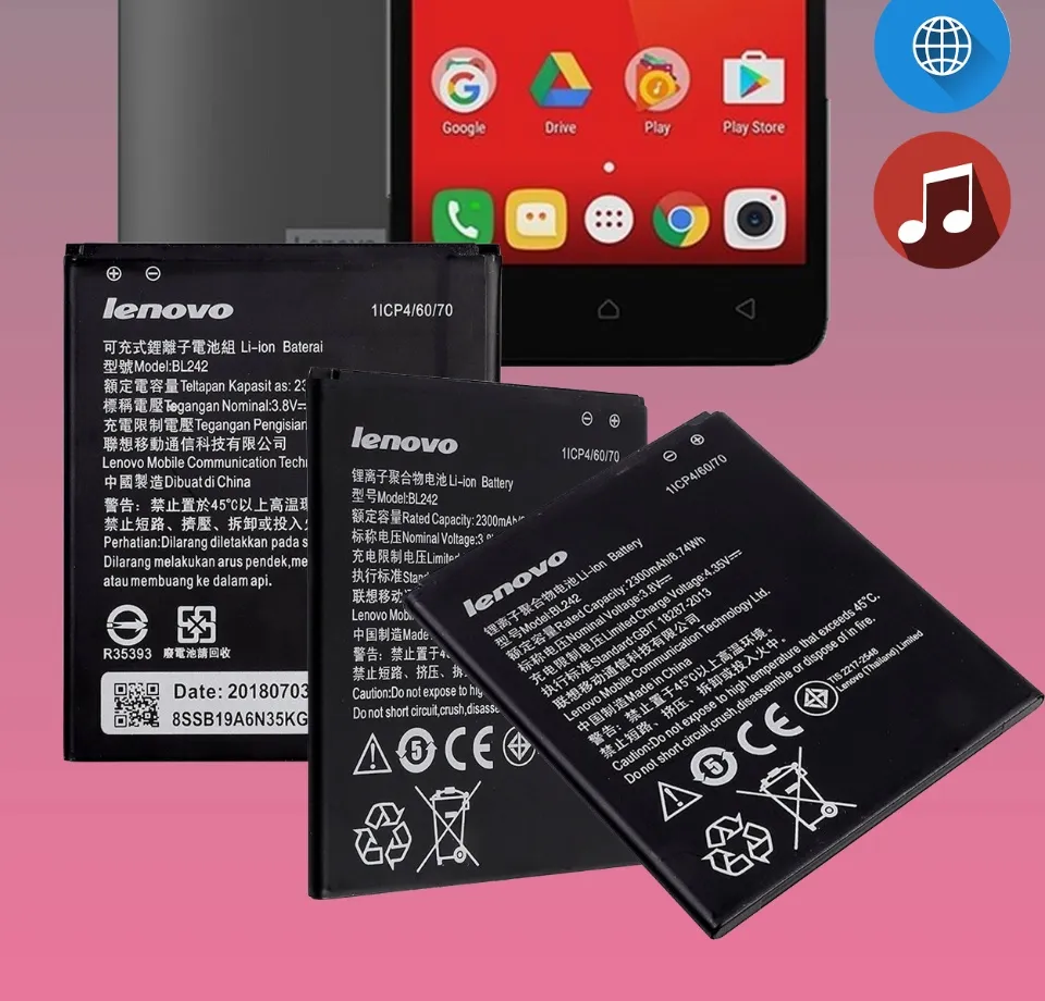 LENOVO A6600 A6600 Plus Battery A6600d40 A6600a40 2300mAh Model