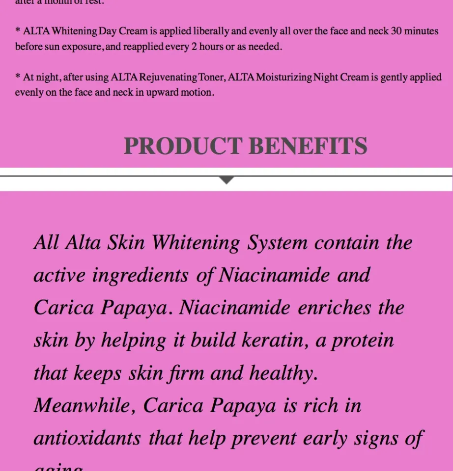 ALTA SKIN WHITENING SYSTEM Lazada PH