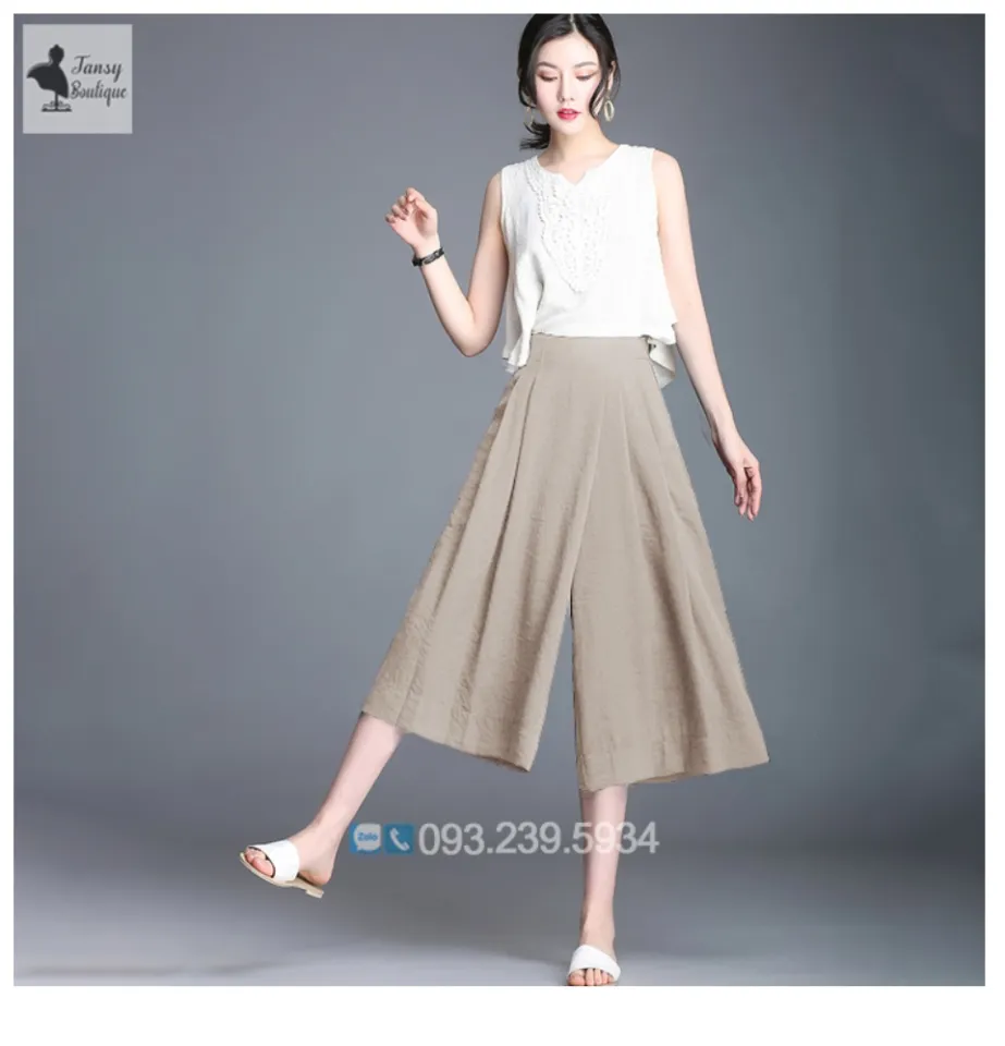 Quần Ống Rộng Giả Váy Dài 90cm Dành Cho Tuổi Trung Niên Chất Lụa Hàn Châu  Cao Cấp,Cạp Bán Chun, Họa Tiết Cực Đẹp | Lazada.vn