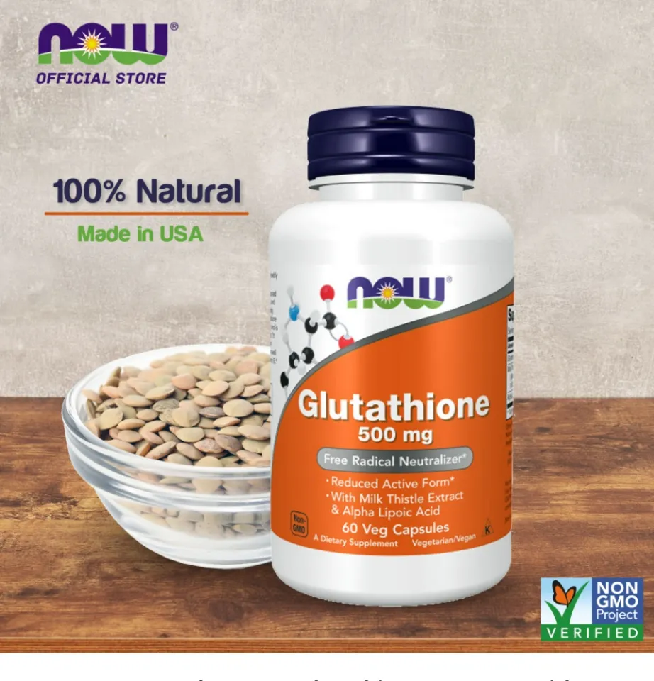 glutathione free radical neutralizer NOW FOODS Supplements, Glutathione 500 mg, With Milk Thistle Extract &  Alpha Lipoic Acid, Free Radical Neutralizer*, 60 Veg Capsules