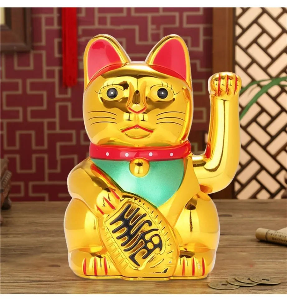 SK Mixes Shop Battery Operated Lucky Charm Waving Cat, Plastic