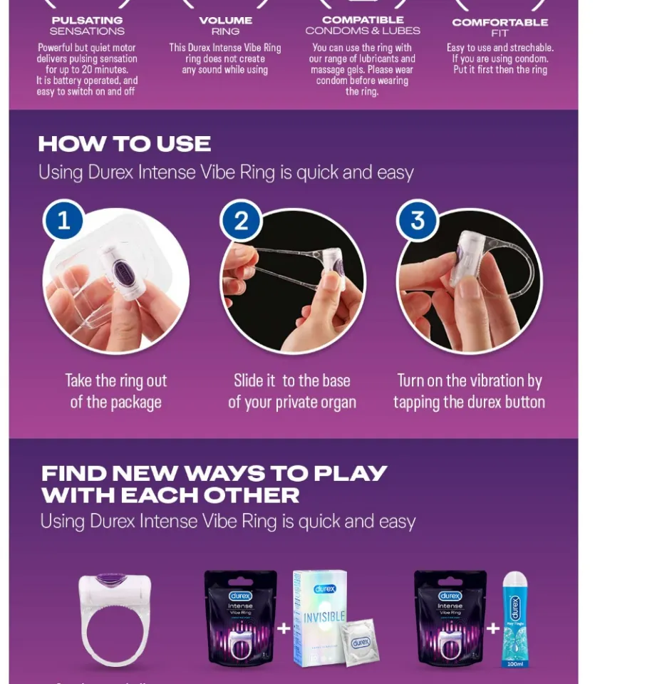 Durex Intense Vibe Ring (Silent Vibrating/ Vibrator Ring for Man & Woman) |  Adult Toy