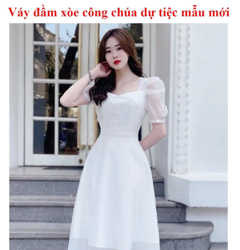 Váy đầm xòe cổ chữ V xinh đẹp cho nàng thơ DX-006