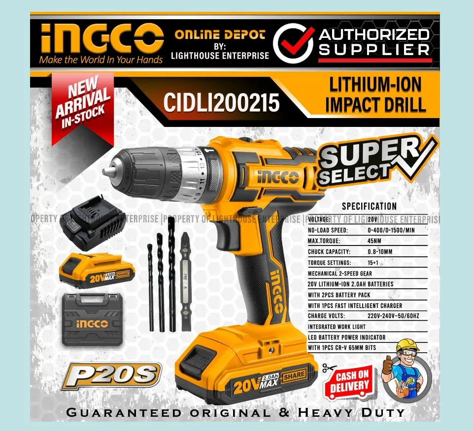 Ingco cordless hammer outlet drill