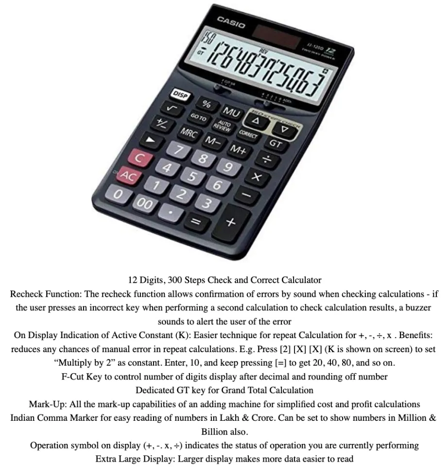 Casio jj 120d calculator sale