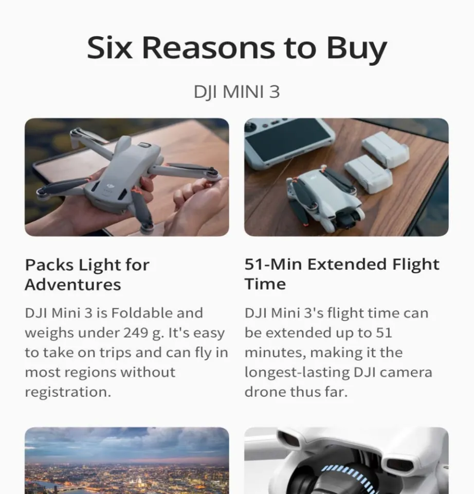 DJI Mini 3 (Drone Only) – Lightweight and Foldable Mini Camera Drone with  4K HDR Video, 38-min Flight Time, True Vertical Shooting, and Intelligent