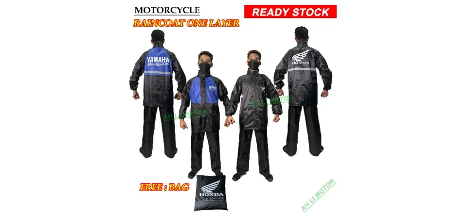 yamaha (Blue) Honda (Black) One Layer Raincoat with Pants Rain