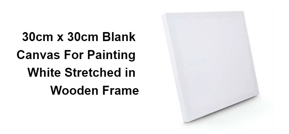 30cm x 30cm Blank Canvas For Painting White Stretched in Wooden