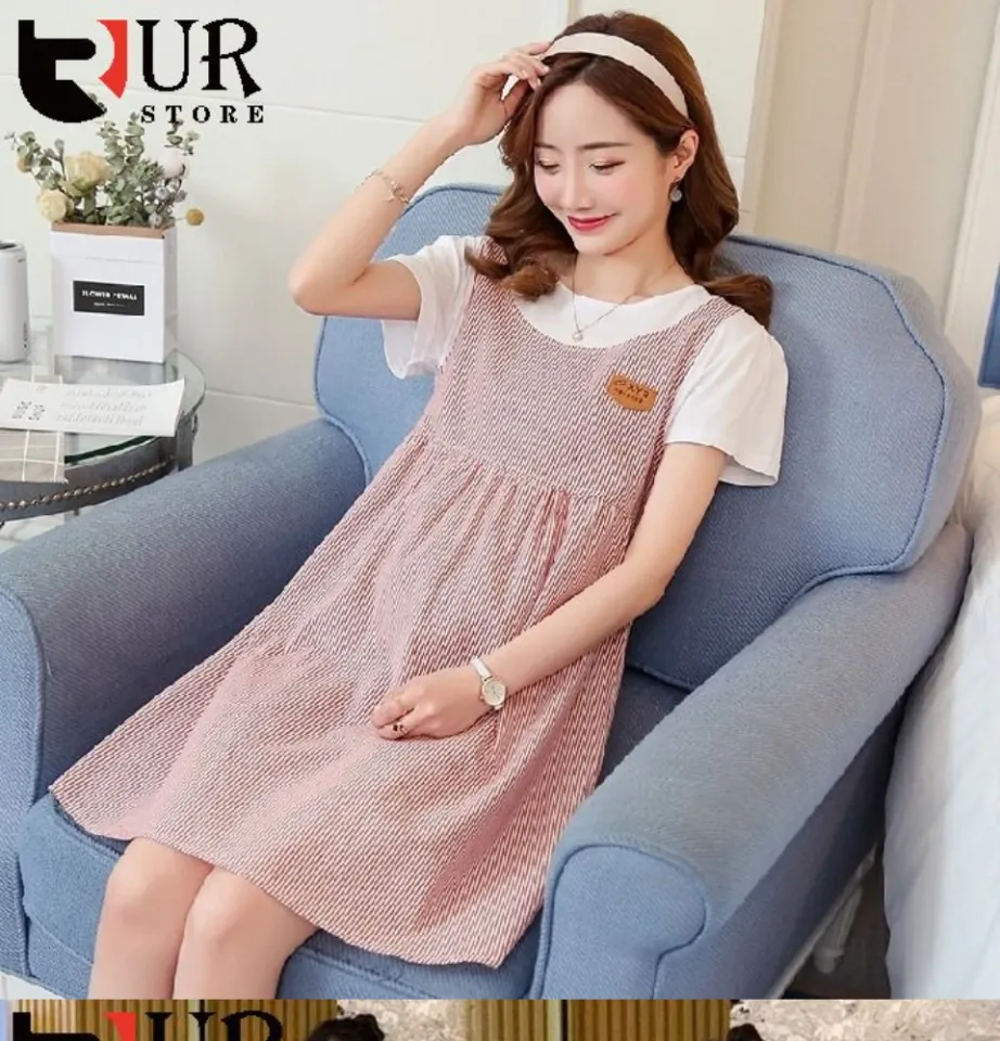 Maternity Dress Korean Fashion Casual Maternity Wear Plus Size Pregnant  Women Clothes
