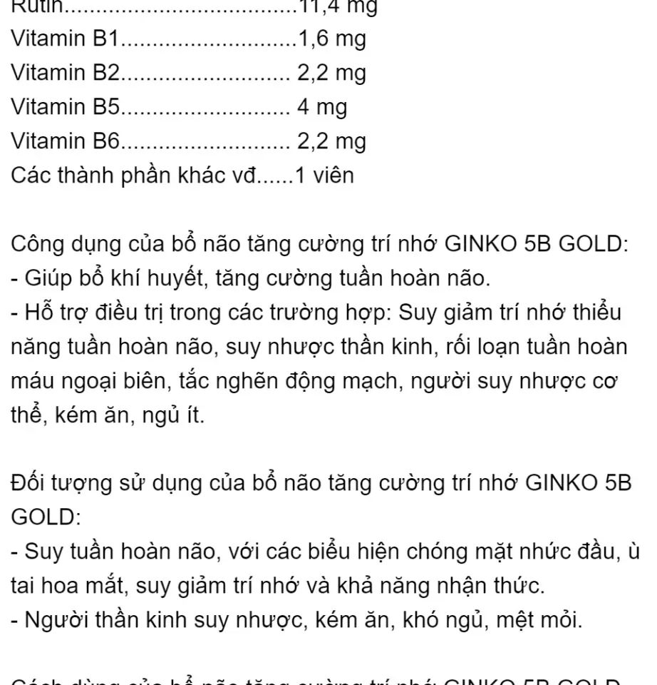 6. Lưu Ý Khi Sử Dụng Ginko 5B Gold