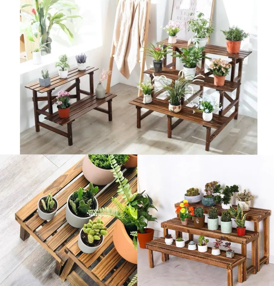 Wooden Plant Bench Plant Rack For Indoor Outdoor Garden Bench