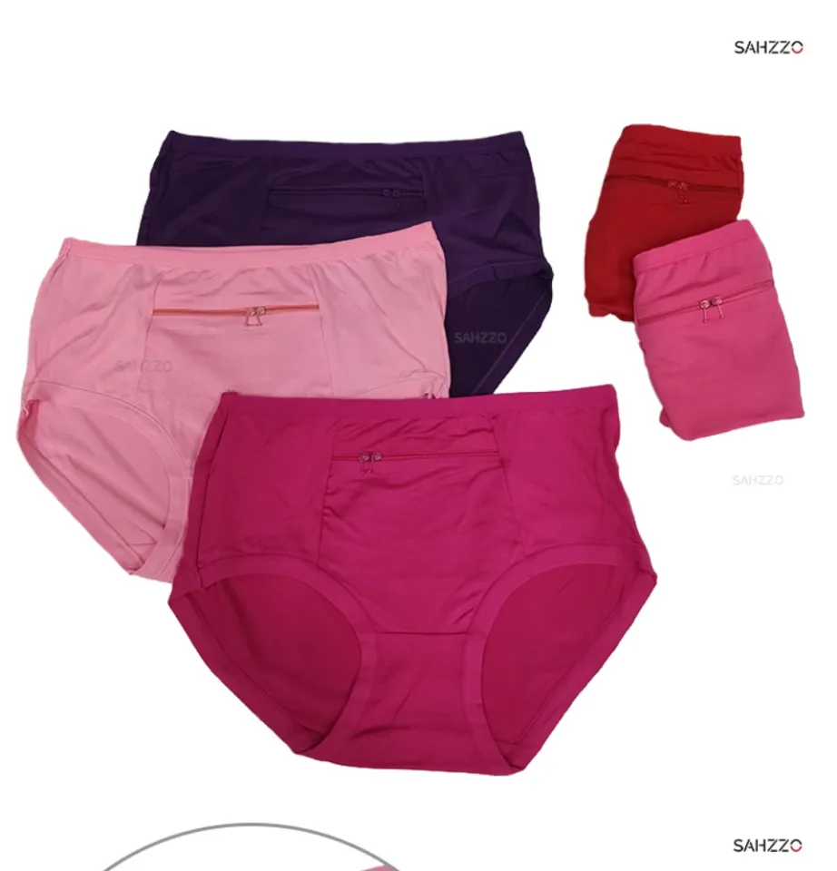 Women's Zip Pocket Underwear Plus Size Briefs 1950 大码女士拉链