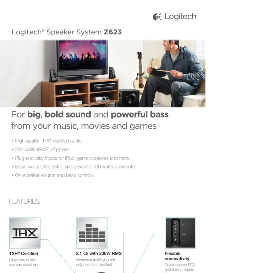 Top Seller) Logitech Z623 THX Speaker System with Subwoofer