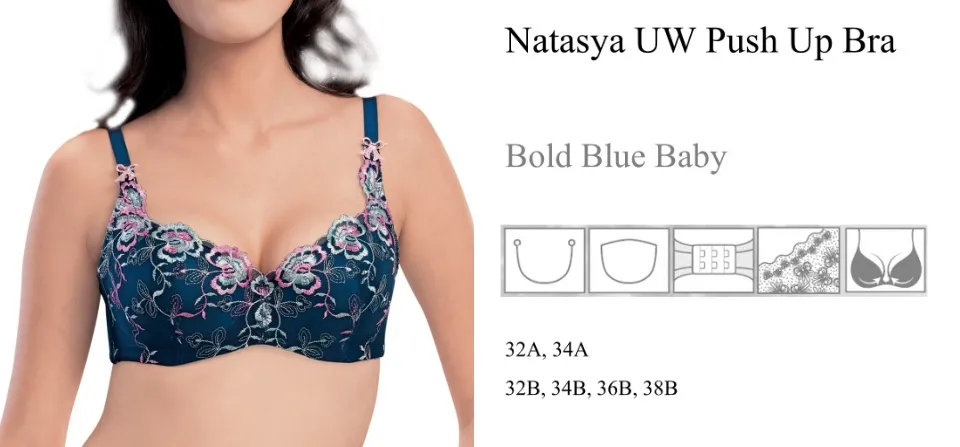 AVON BRA - Natasya Underwire Push Up Bra 【 A, B 】(Bold Blue Baby