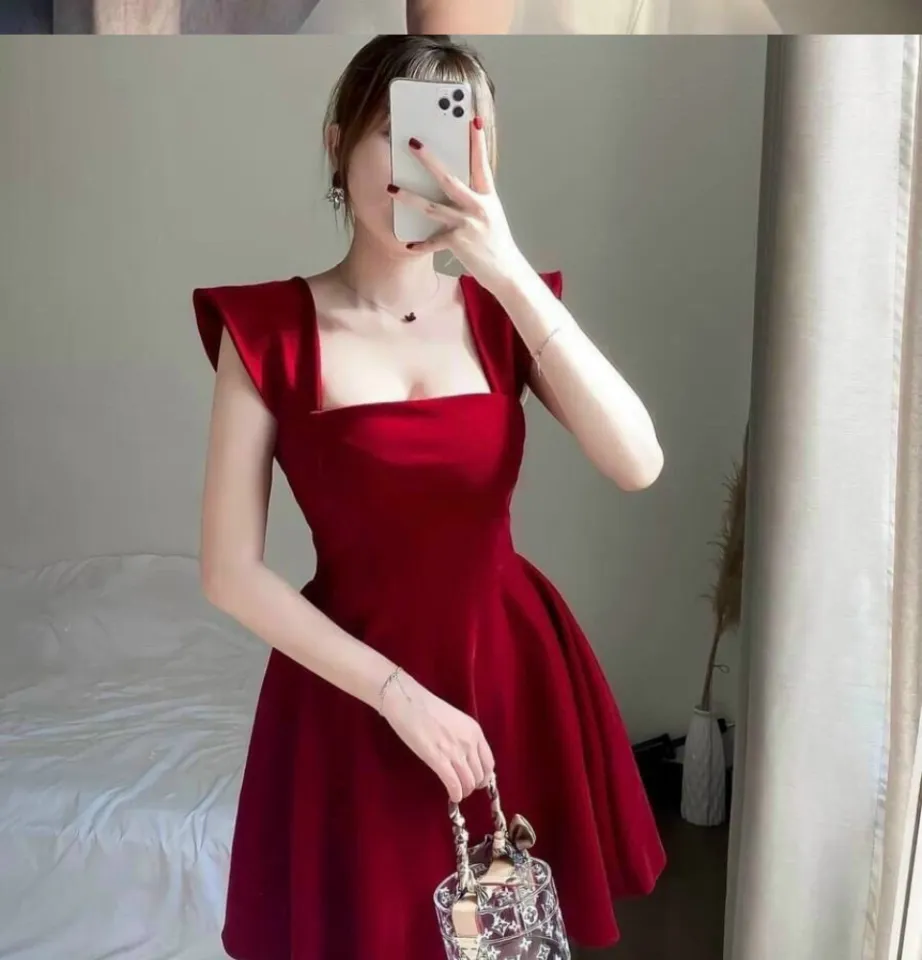 HCM]Váy đỏ dự tiệc đi chơi siêu đẹp-đầm đỏ noel-đầm tết- red dress super  nice leisure-red dress Noel-Tet dress | Lazada.vn