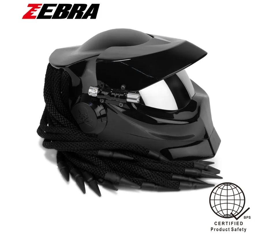 helmet predator lazada White Cyberpunk Futuristic Cyber Techwear Comes With a removable visor and inner removable sweat absorbent pads ZEBRA YM-211 Motorcycle Helmets PREDATOR
