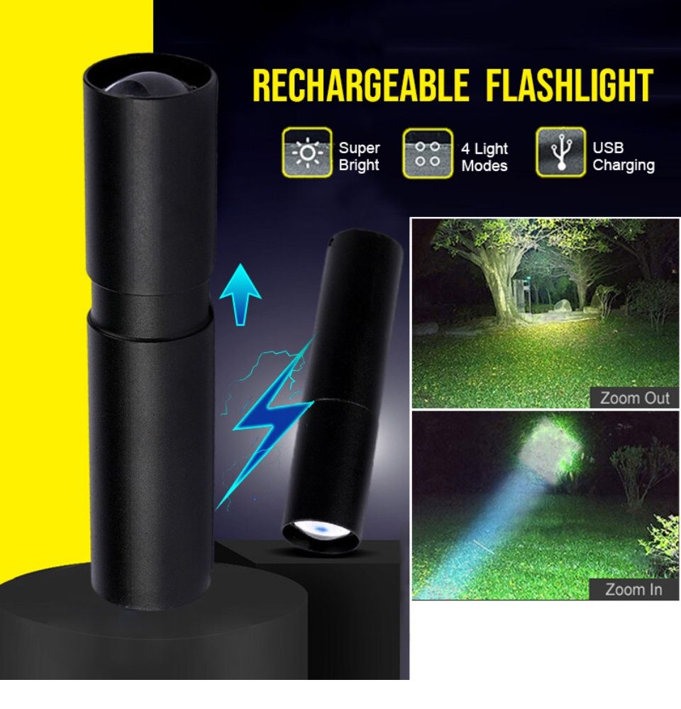 Mini lampe torche led rechargeable pour randonnée et pêche_voghion.com