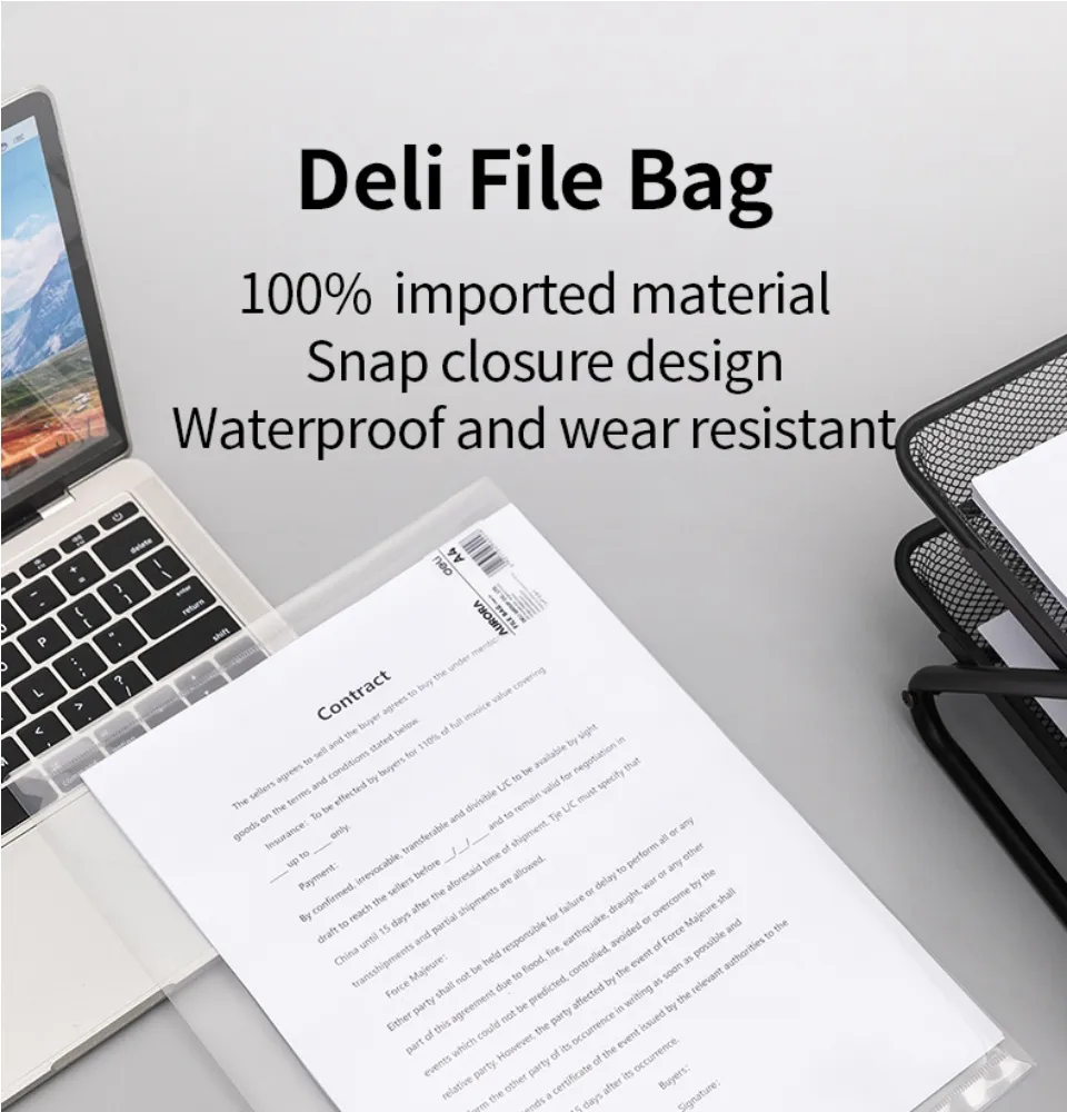 Deli Office Folder File A4 Transparent Quality PP Material Ensure Long Term Use, Waterproof and Fine to Roll Up EF10412 (Pack of 3)