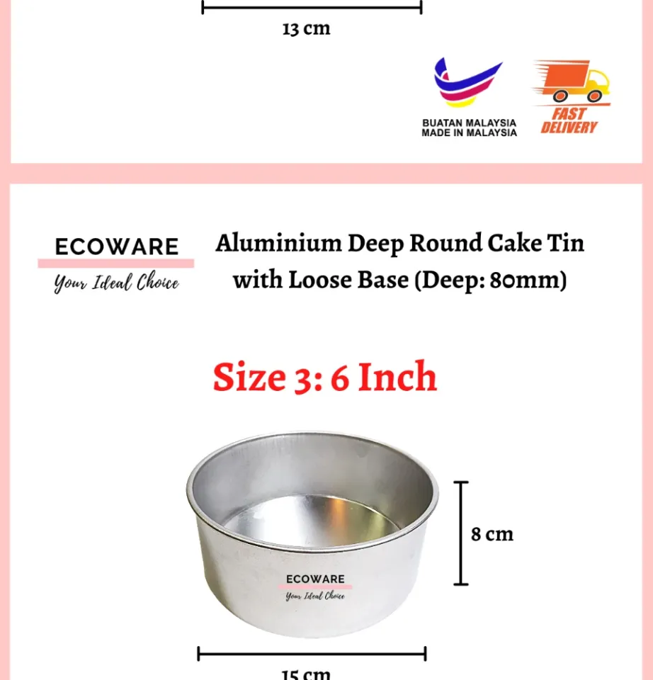 Aluminium Deep Round Cake Tin Mould With Loose Base (Deep 80mm